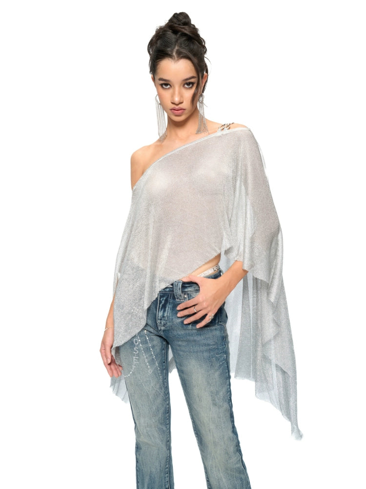Silver Iridescent Thread Beach Cape