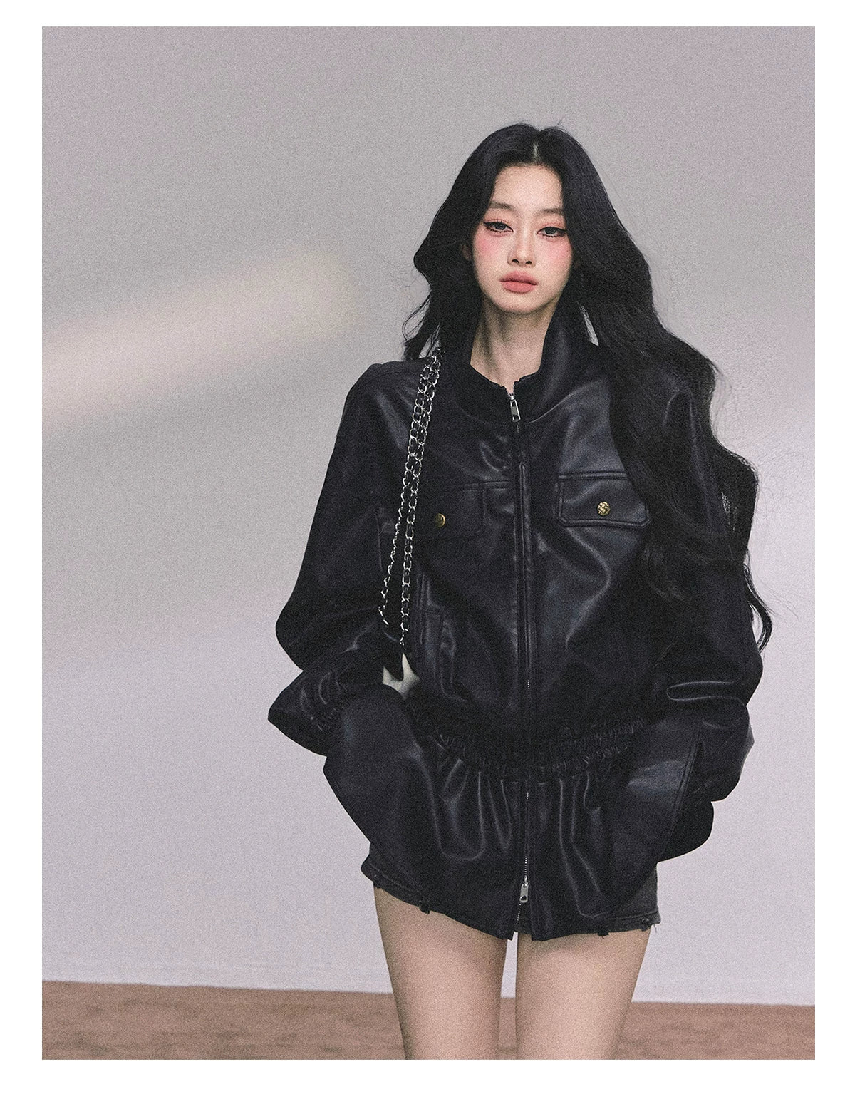 Desert Edge PU Leather Stand-Collar Jacket