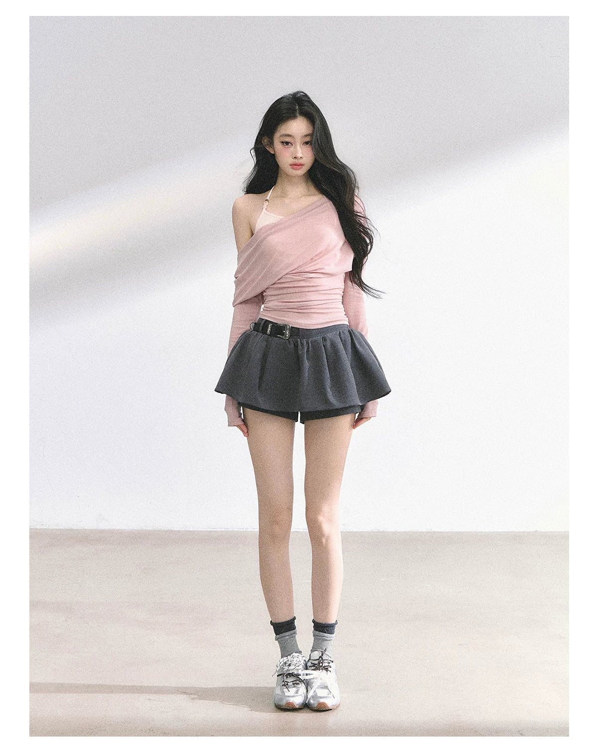 Asymmetric Off-Shoulder Long-Sleeve T-Shirt