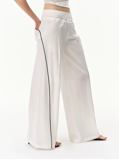 Cooling Lyocell Double-Waistband Wide-Leg Pants