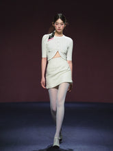 Woolen Knit Cardigan & High-waisted Tweed Skirt Set - CHINASQUAD