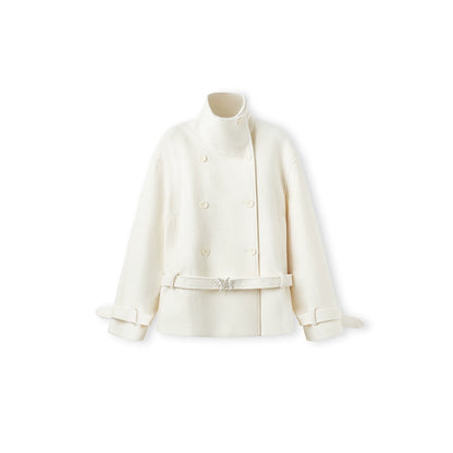 &quot;Djembe Series&quot; 90% Wool Bouclé Layered-Collar Wool Jacket