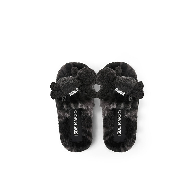 Logo Furry Plush Slipper