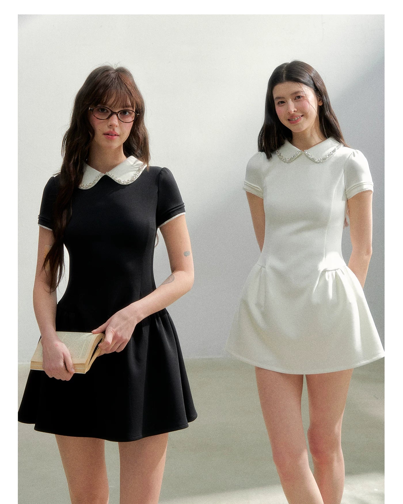 Vintage Crystal Collar Air Layer Princess Dress