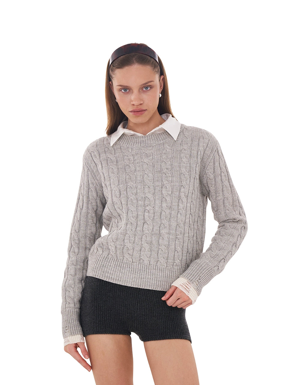 Cable Knit Crewneck Sweater