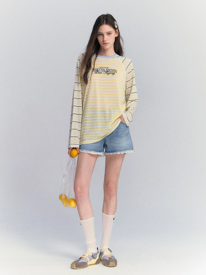 Lyocell Stripe Embroidered Blouse