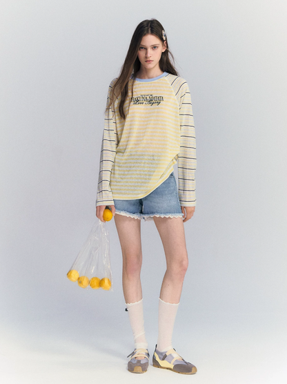 Lyocell Stripe Embroidered Blouse