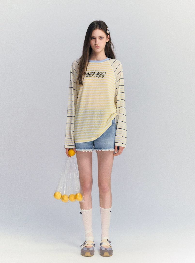 Lyocell Stripe Embroidered Blouse