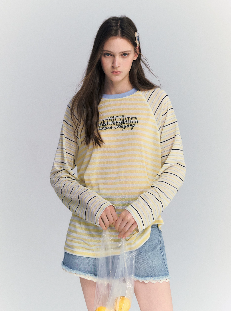 Lyocell Stripe Embroidered Blouse