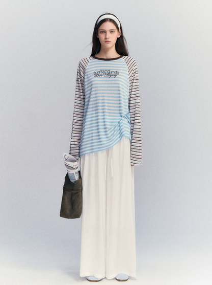Lyocell Stripe Embroidered Blouse
