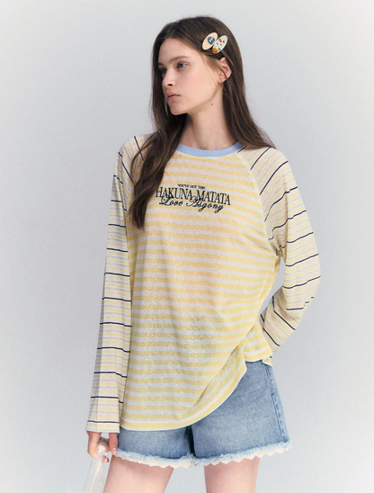 Lyocell Stripe Embroidered Blouse