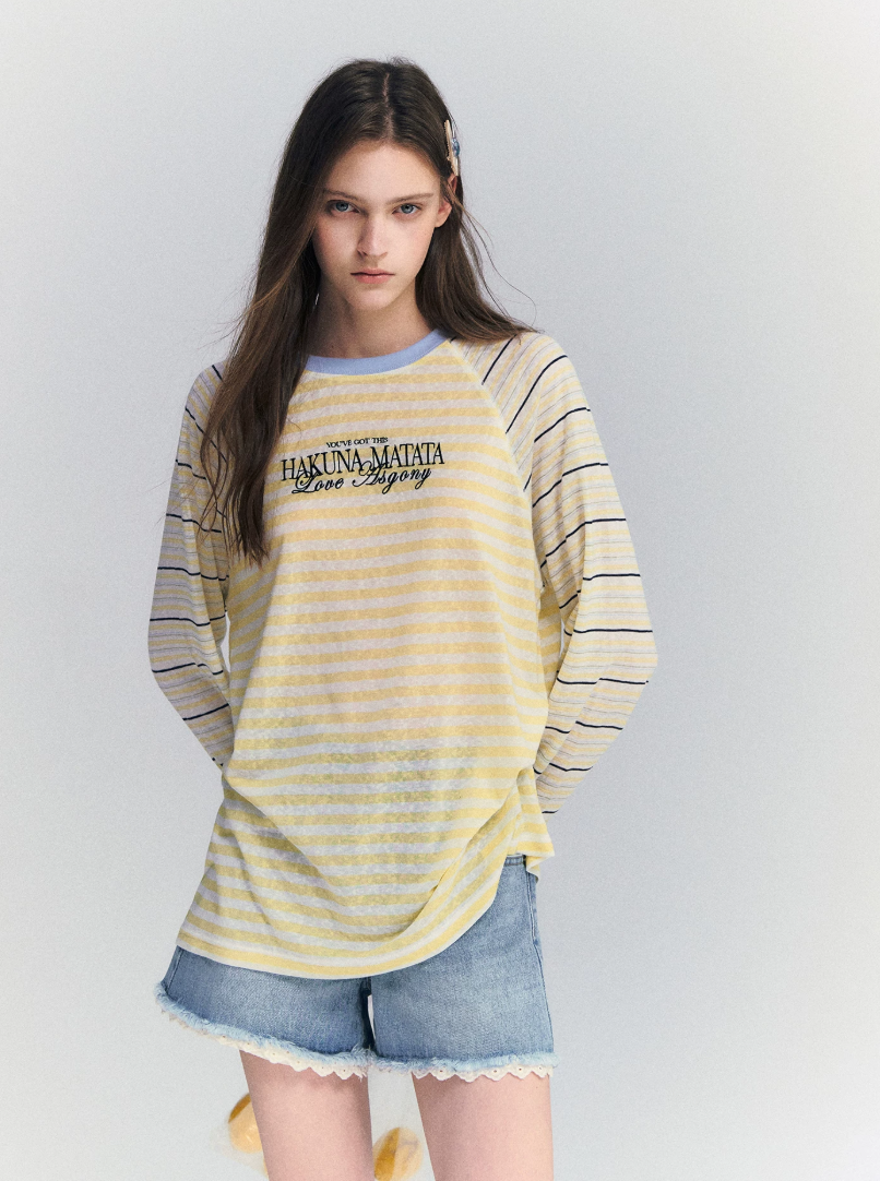 Lyocell Stripe Embroidered Blouse
