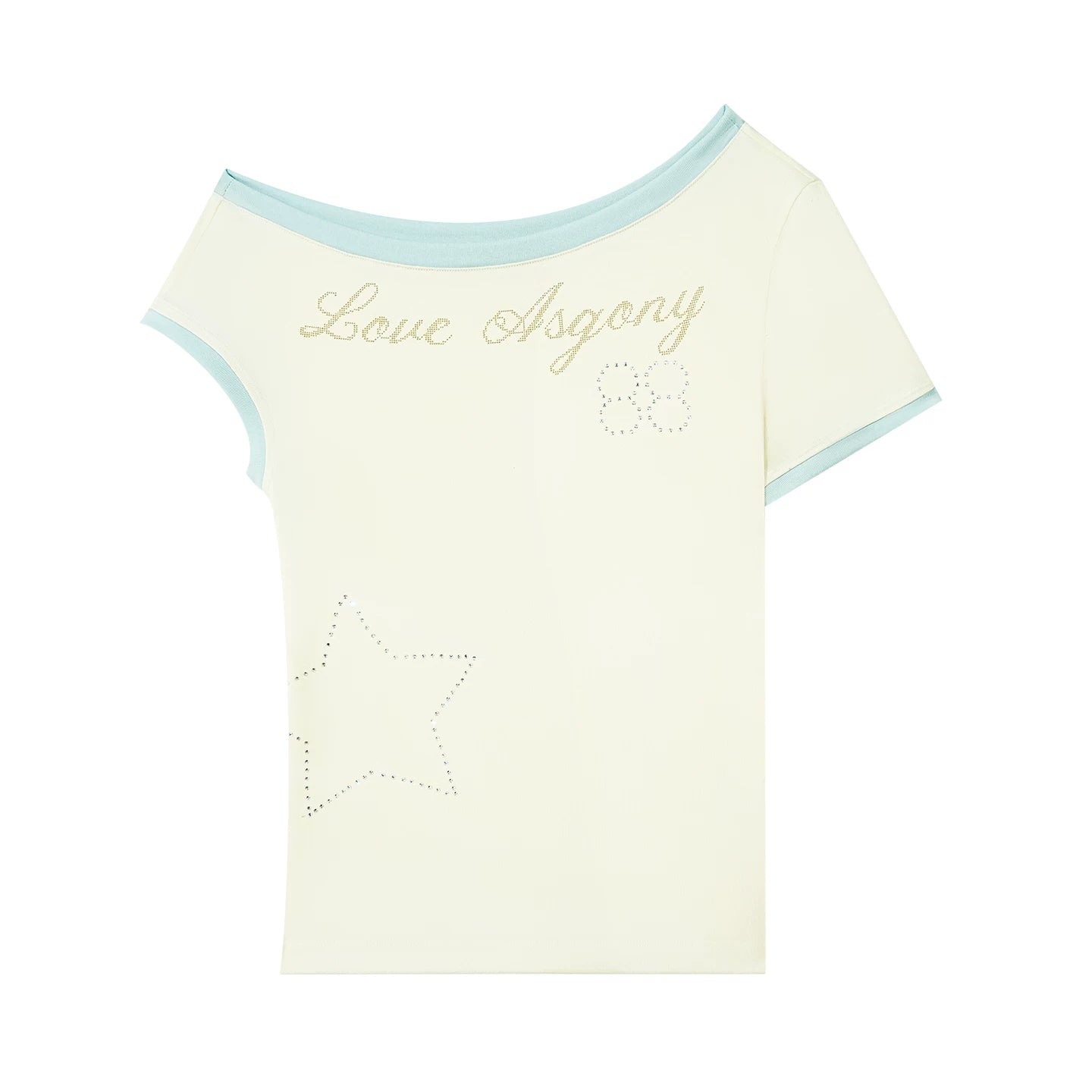 Lyocell Rhinestone Off Shoulder Tee