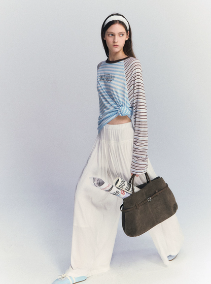 Lyocell Stripe Embroidered Blouse