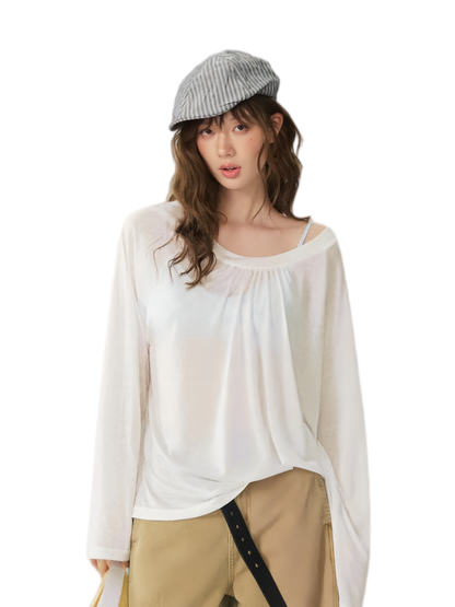 V-Neck Ruched Long Tee