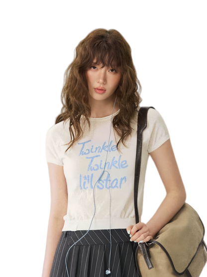 SOMESOWE Small Star Knit Tee – White (Pre-sale)