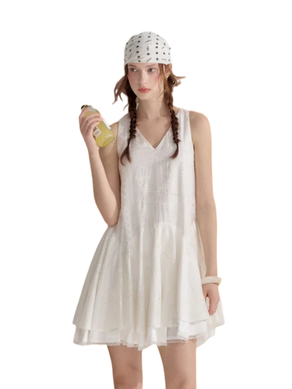 Embroidered Sleeveless Dress