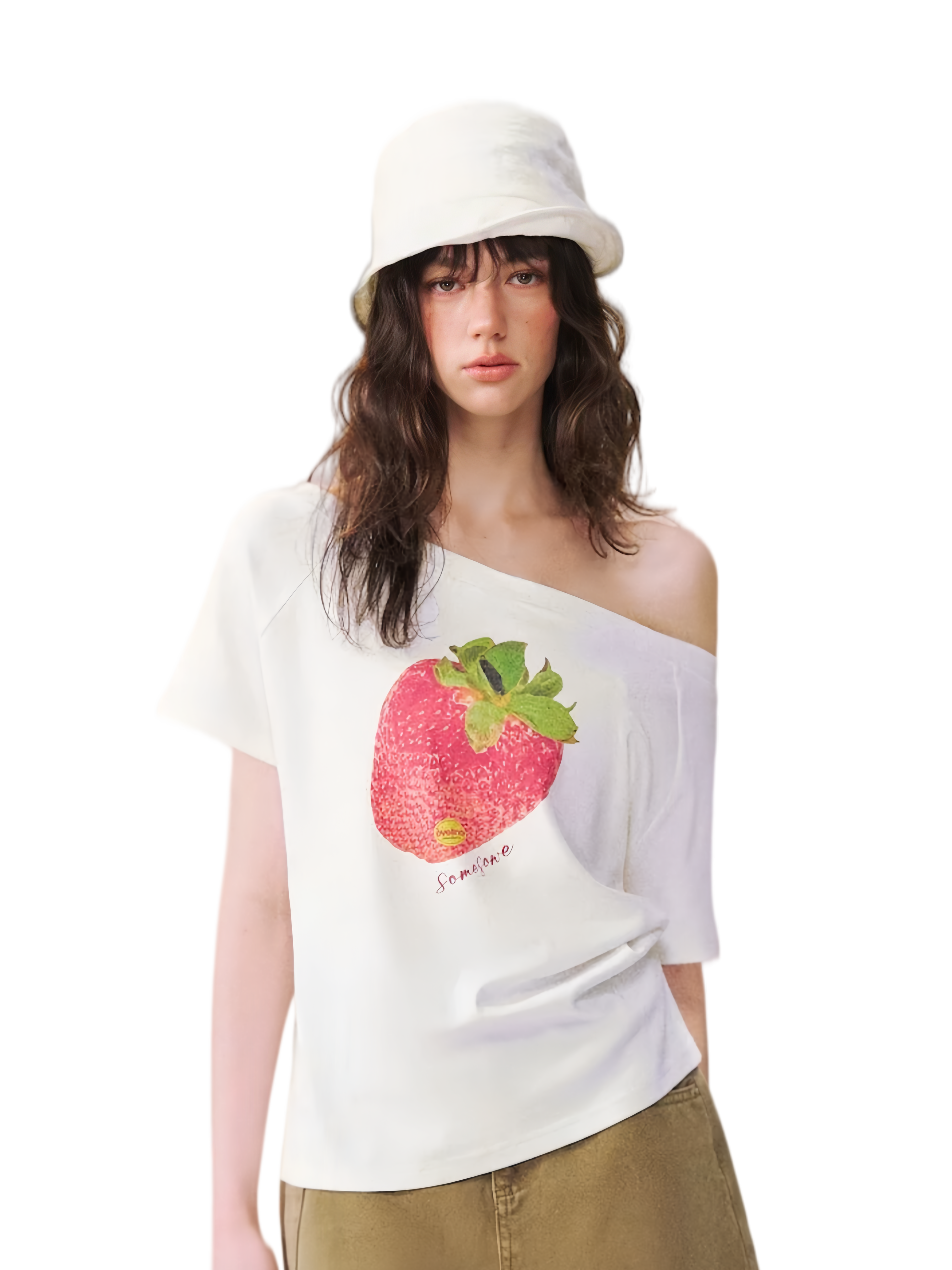 Dopamine Strawberry One-Shoulder Tee