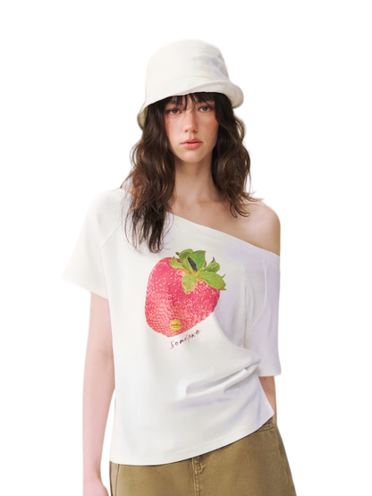 Dopamine Strawberry One-Shoulder Tee