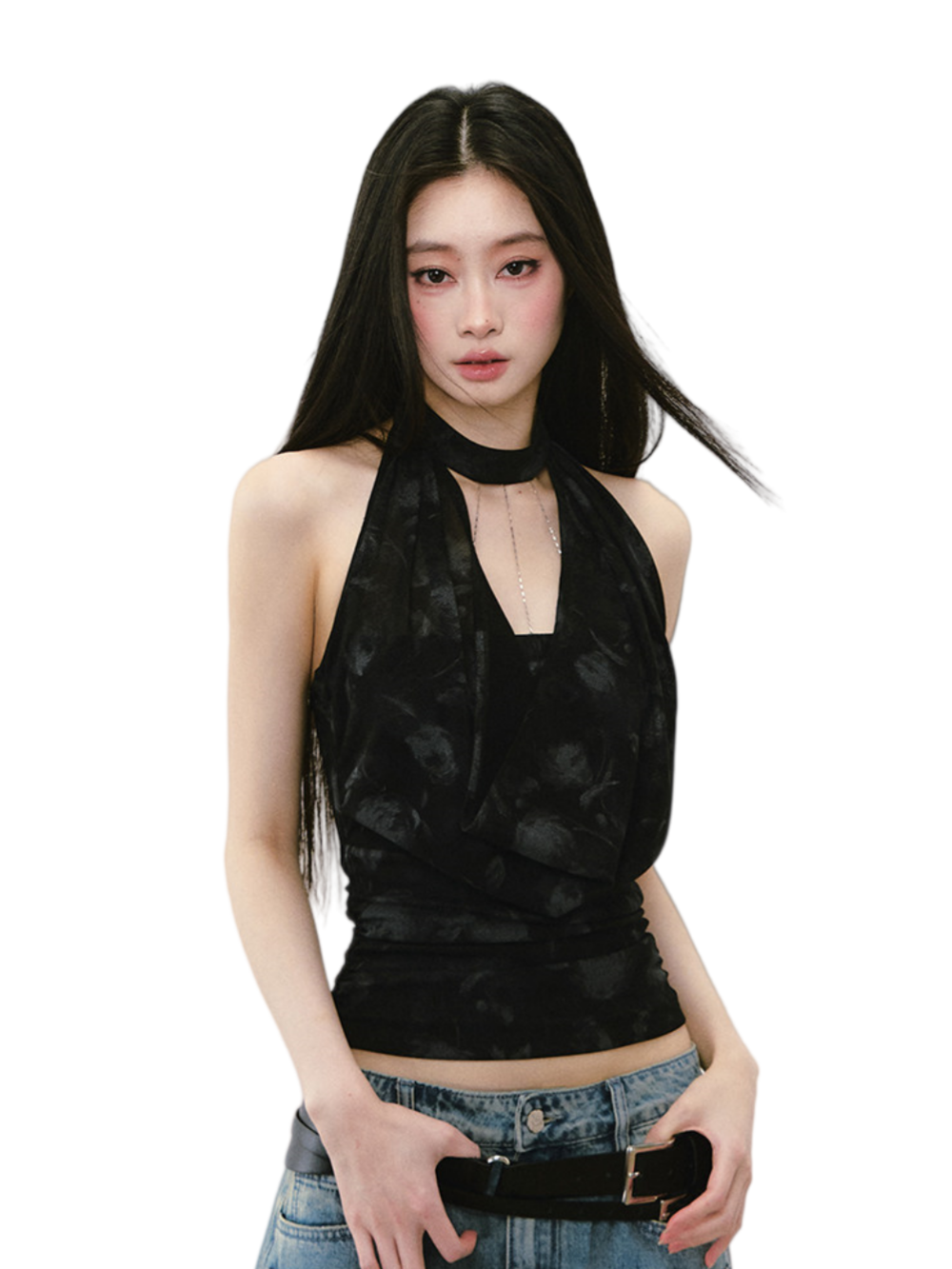 VIA PITTI Draped Cowl Neck Halter Slim Tank Top – Vest &amp; Tank Tops
