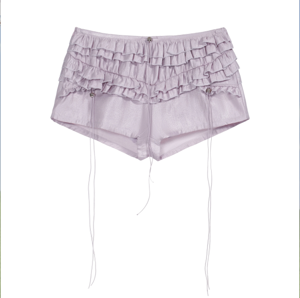 Layered Ruffle Low-Rise Shorts