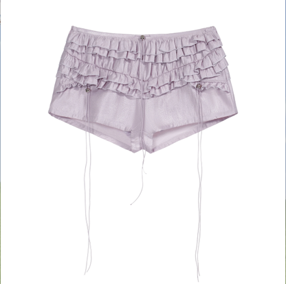 Layered Ruffle Low-Rise Shorts