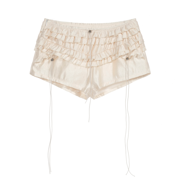 Layered Ruffle Low-Rise Shorts