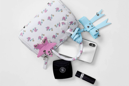 Floral Print Bow Boston Bag