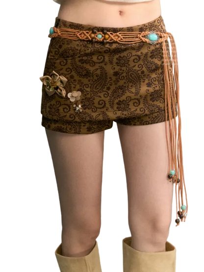 Besticktes Jeansjacken-Shorts-Set