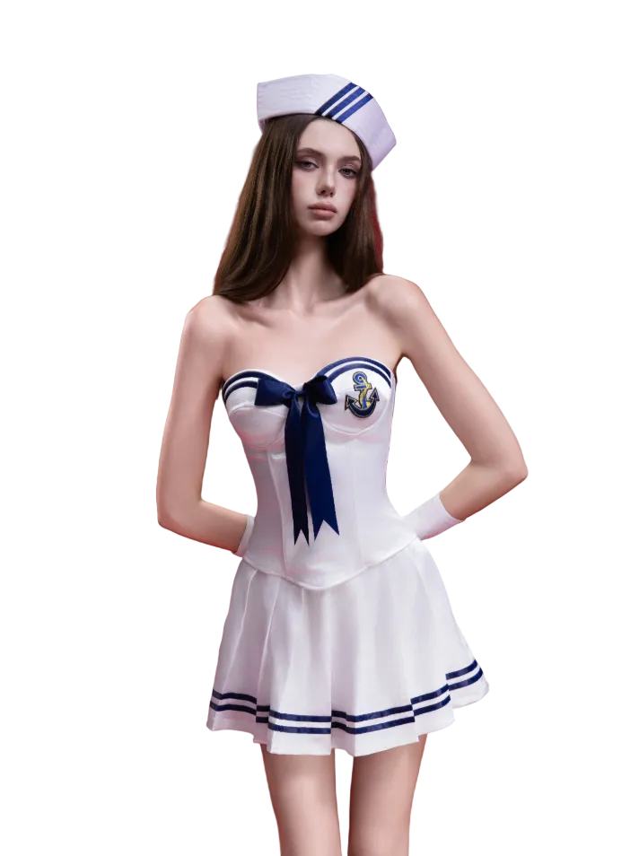 Completo con gonna plissettata blu navy