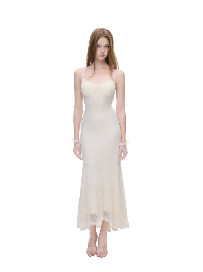 Floral Lace Open-Back Dress — Afbeelding 3 laden in de galerijweergave