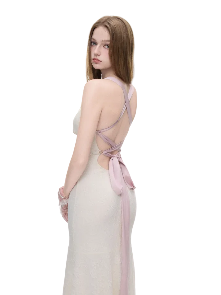Floral Lace Open-Back Dress — Afbeelding 5 laden in de galerijweergave
