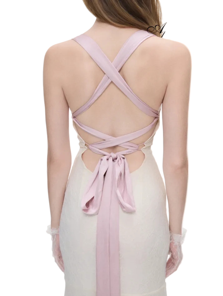Floral Lace Open-Back Dress — Afbeelding 9 laden in de galerijweergave
