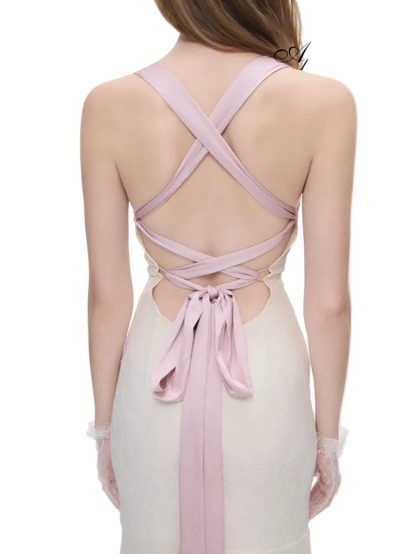 Floral Lace Open-Back Dress