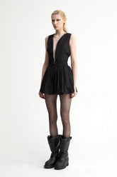 Black Pleated Puffy Dress - YJ1NGZYZJ? Official