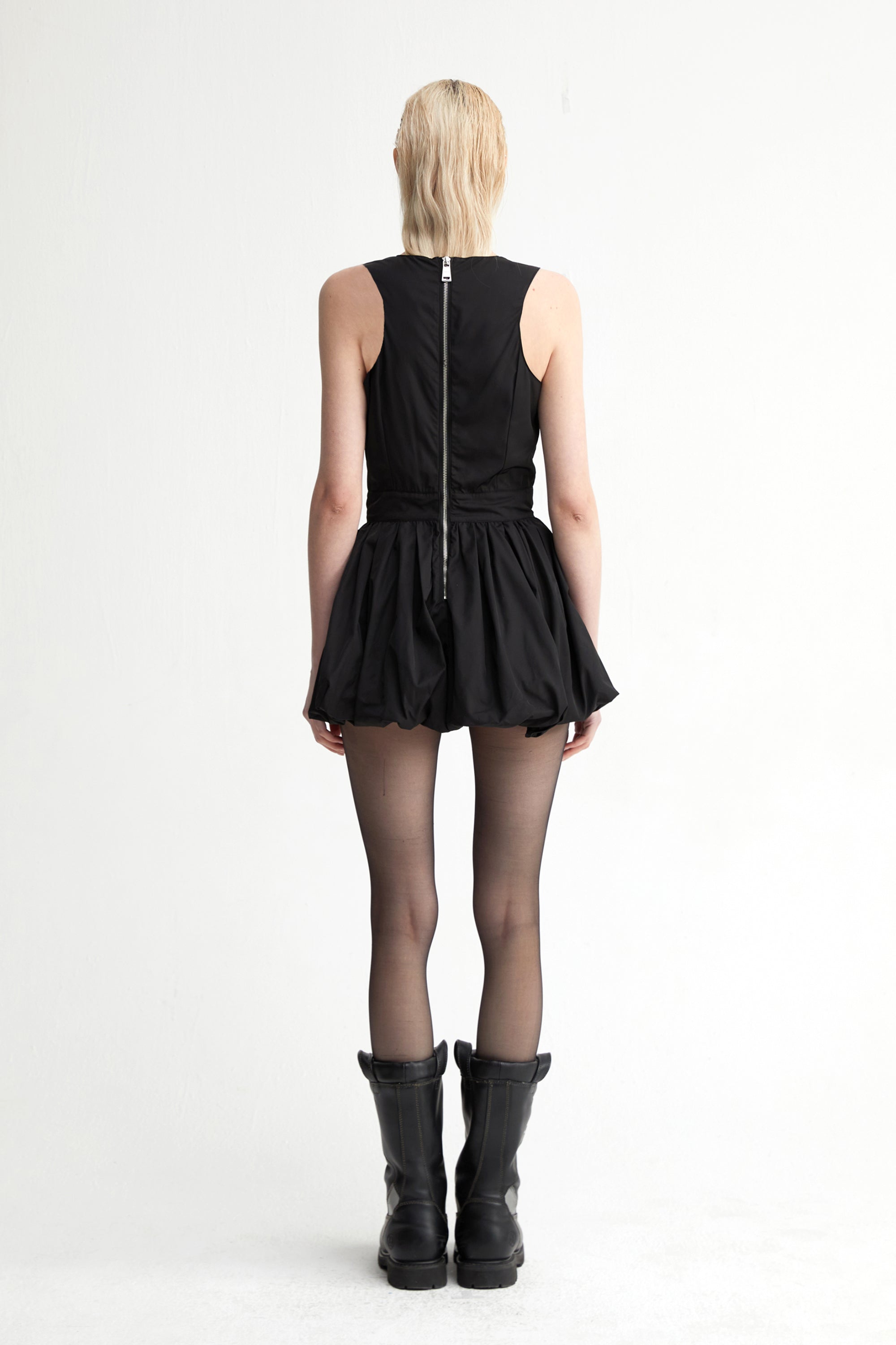 Black Pleated Puffy Dress - YJ1NGZYZJ? Official