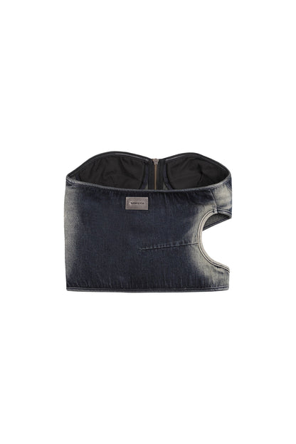 Cut-Out Denim Tube Top - YJ1NGZYZJ? Official