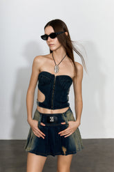 Cut-Out Denim Tube Top - YJ1NGZYZJ? Official