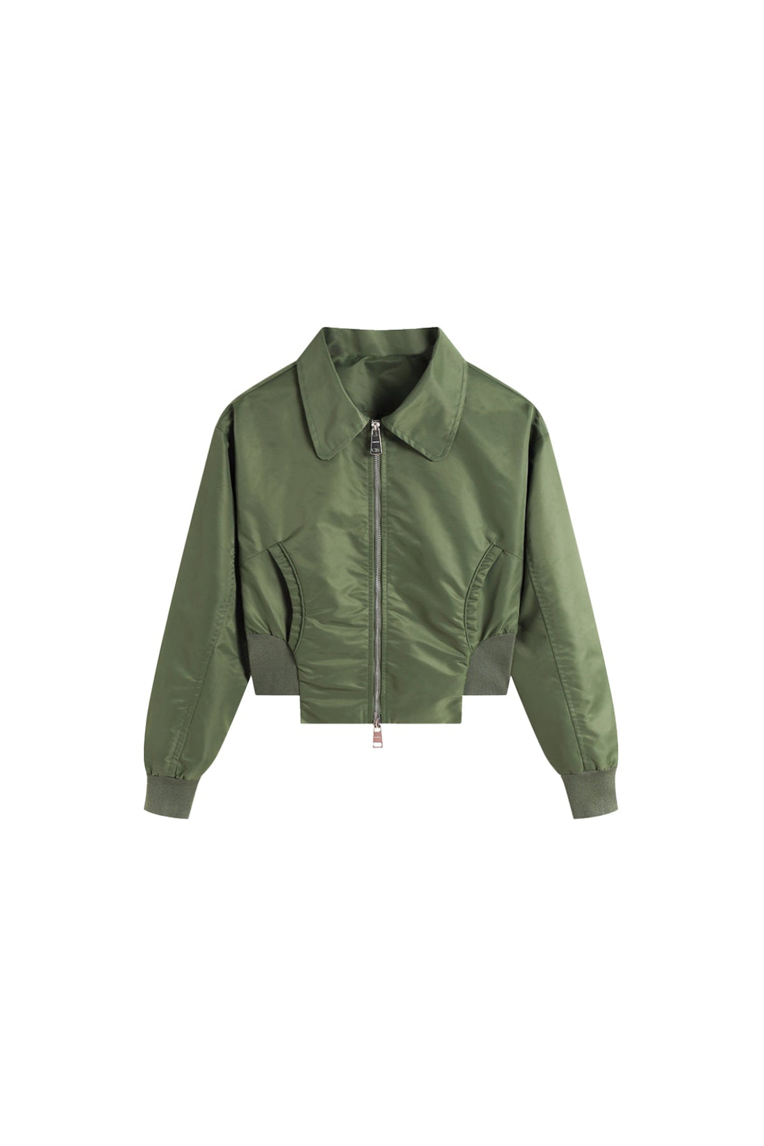 Collared Double Zip Jacket In Green