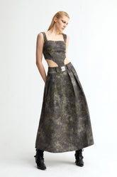 Denim Acid-Wash Long Skirt In Gray - YJ1NGZYZJ? Official