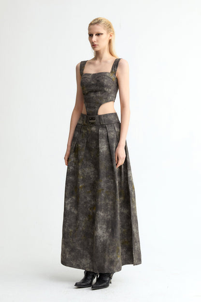 Denim Acid-Wash Long Skirt In Gray - YJ1NGZYZJ? Official
