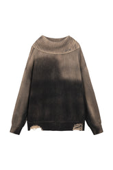 Distressed Oversized Sweater In Dark Brown - YJ1NGZYZJ? Official