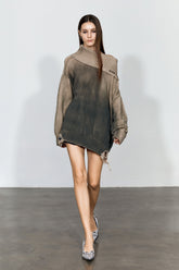 Distressed Oversized Sweater In Dark Brown - YJ1NGZYZJ? Official