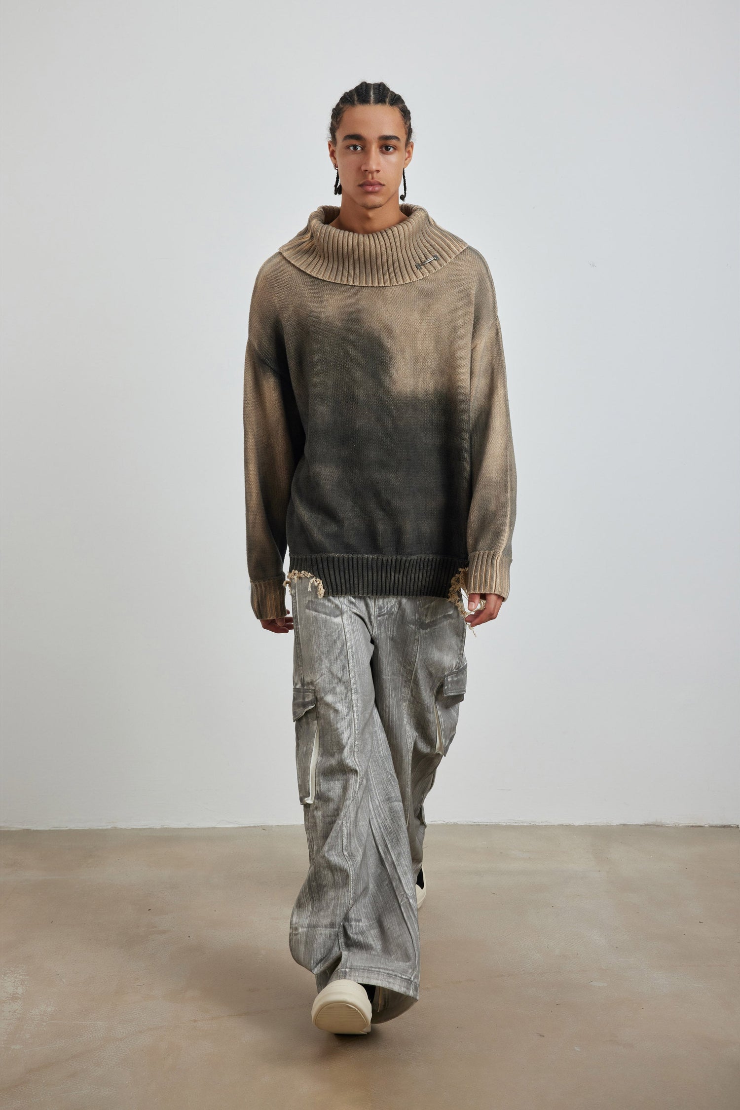 Distressed Oversized Sweater In Dark Brown - YJ1NGZYZJ? Official
