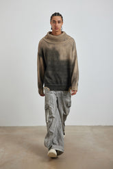 Distressed Oversized Sweater In Dark Brown - YJ1NGZYZJ? Official