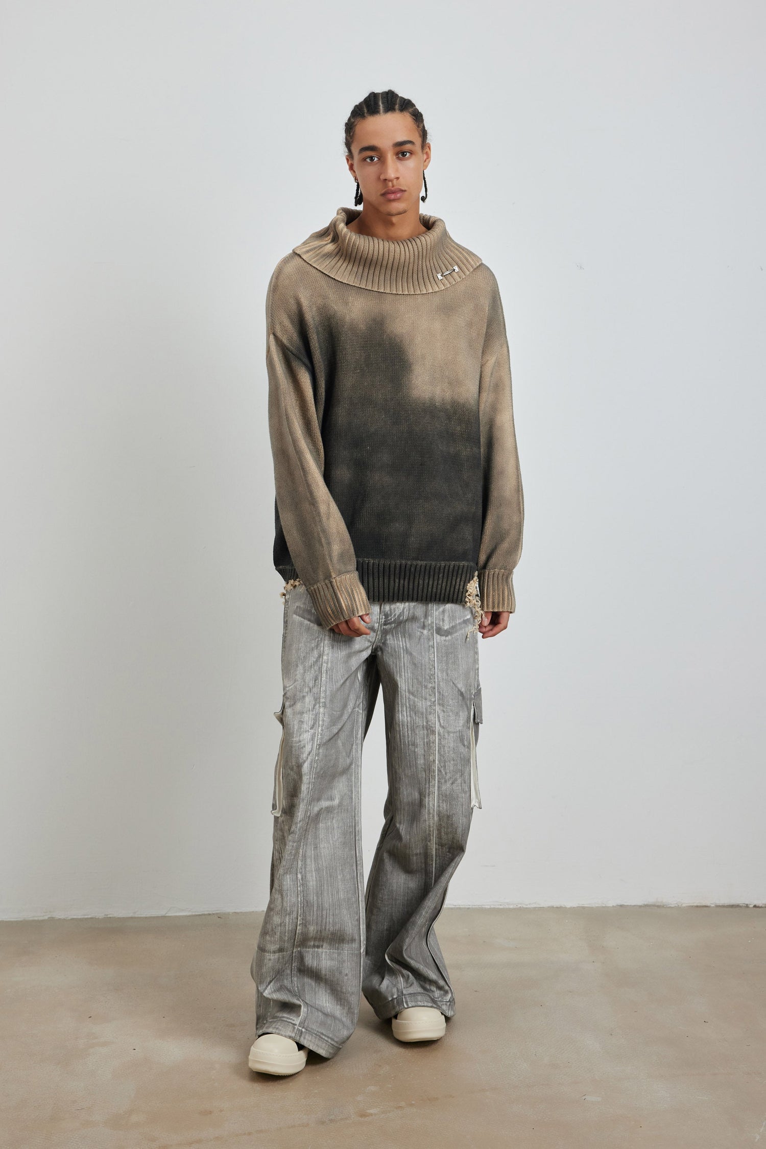 Distressed Oversized Sweater In Dark Brown - YJ1NGZYZJ? Official