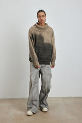 Distressed Oversized Sweater In Dark Brown - YJ1NGZYZJ? Official