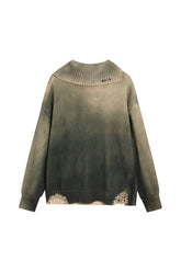 Distressed Oversized Sweater In Green - YJ1NGZYZJ? Official
