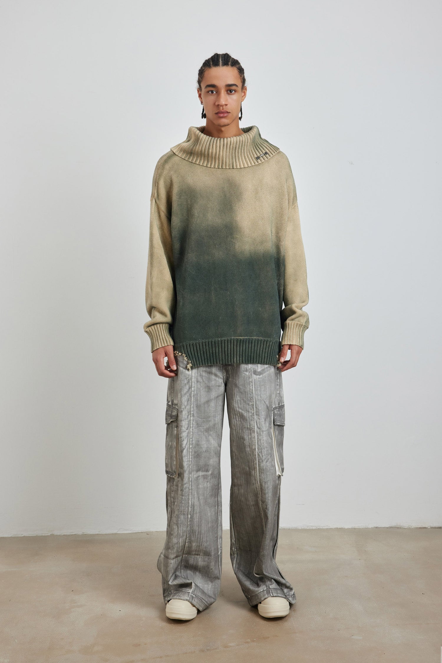 Distressed Oversized Sweater In Green - YJ1NGZYZJ? Official
