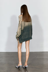 Distressed Oversized Sweater In Green - YJ1NGZYZJ? Official